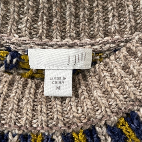 J Jill Fair Isle Southwest Nordic Knit Chunky Cozy brown pullover sweater size M - Picture 6 of 12